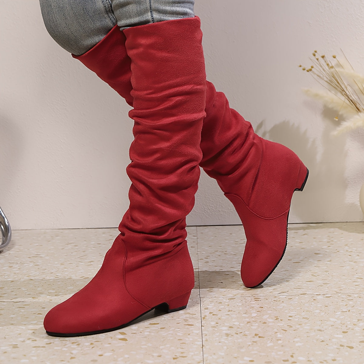 Camille | Bottes plissées à talon bas