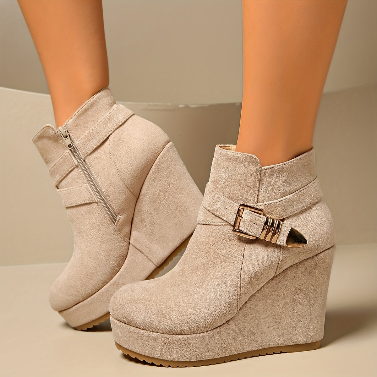 Manon | Bottines compensées effet suédé