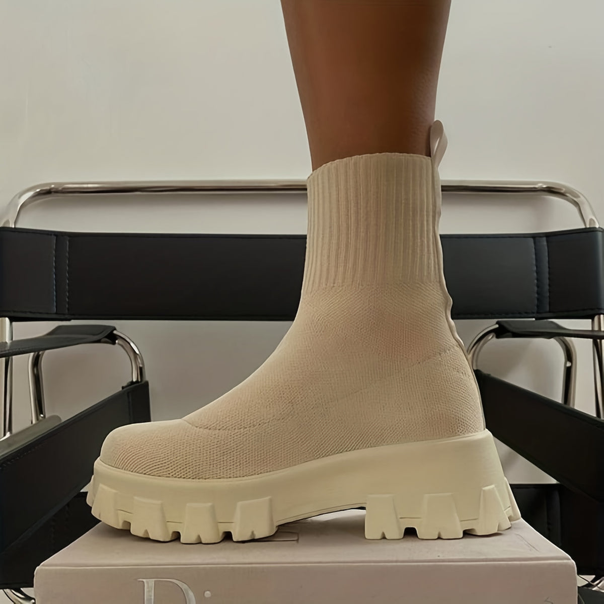 Bottines en maille à semelle épaisse