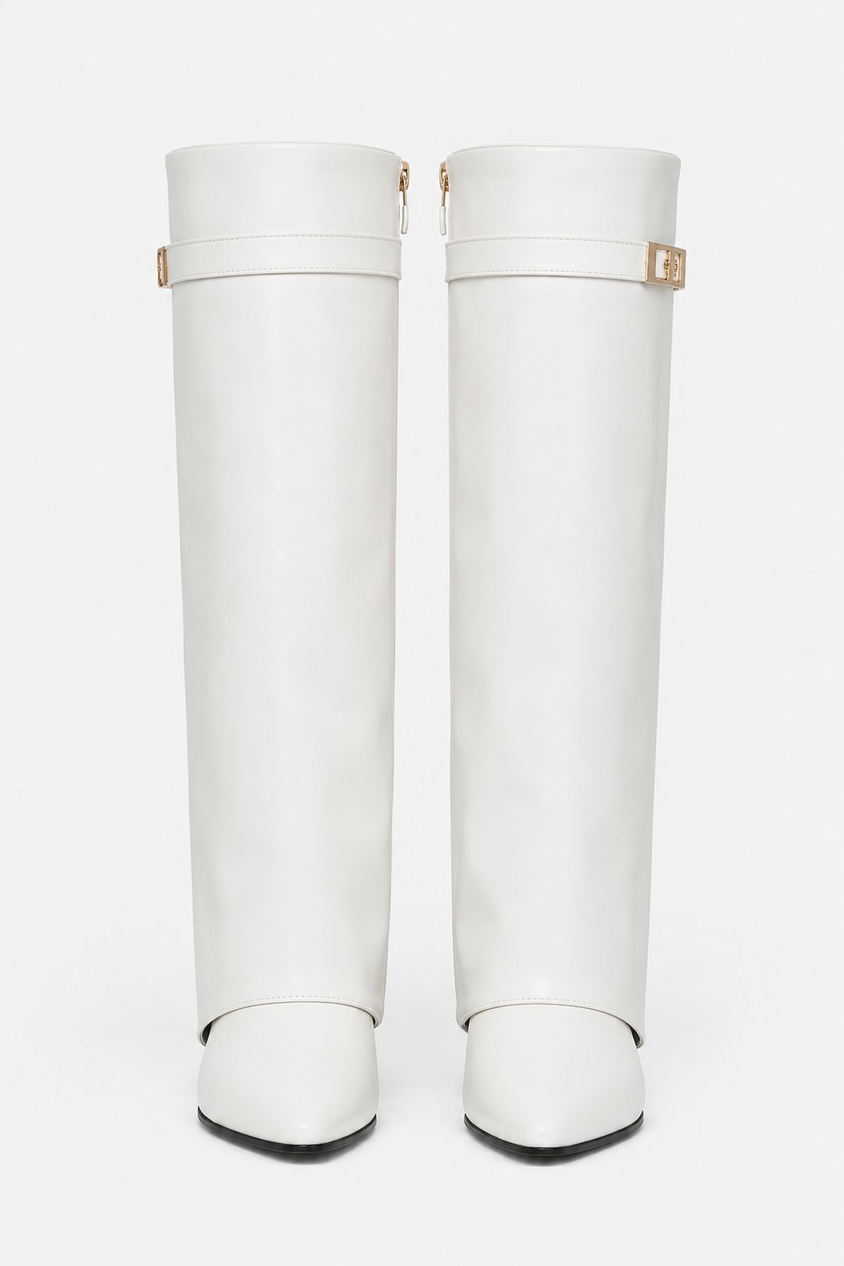 Bottes hautes à rabat et chaîne dorée