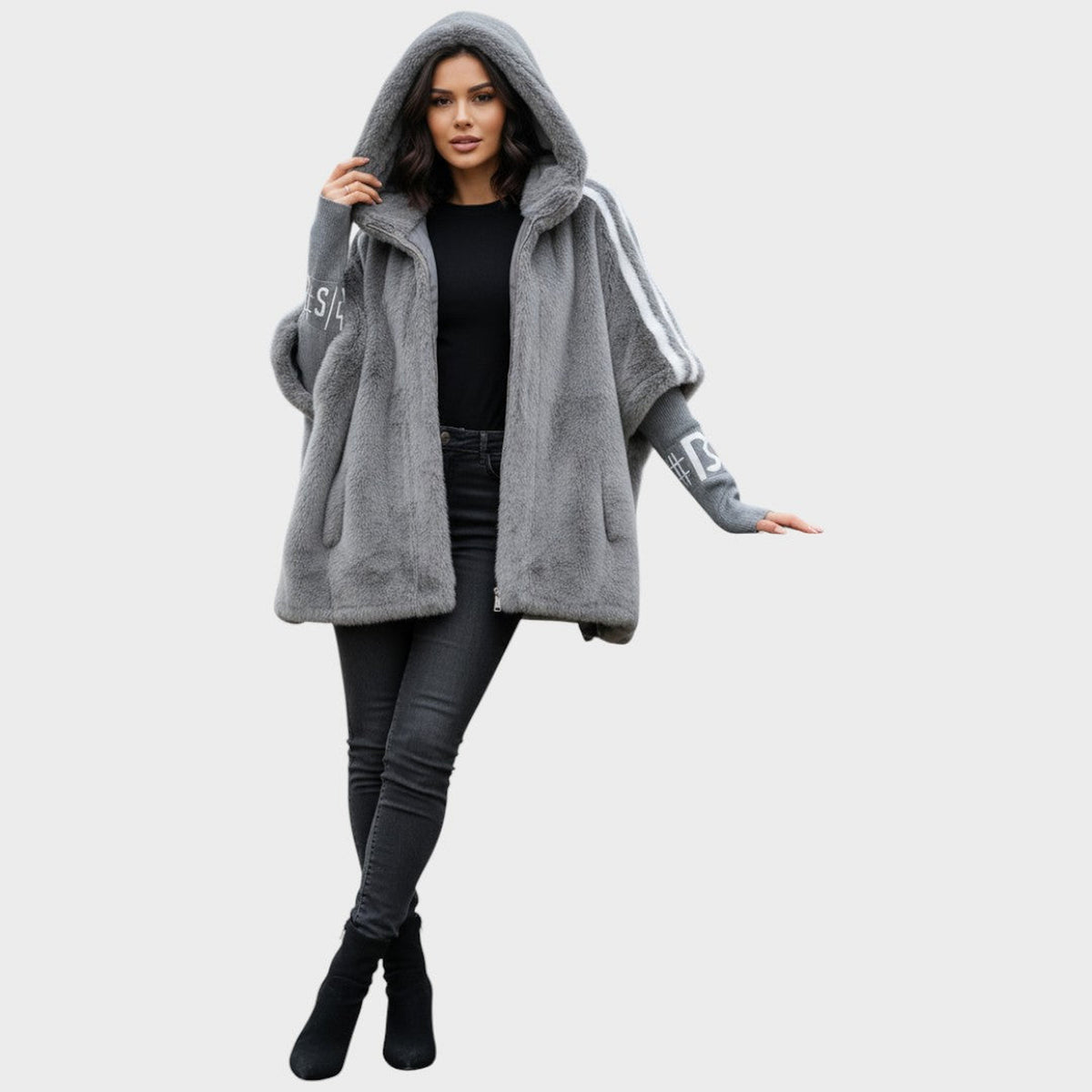 Béatrice | Manteau cape oversize à capuche