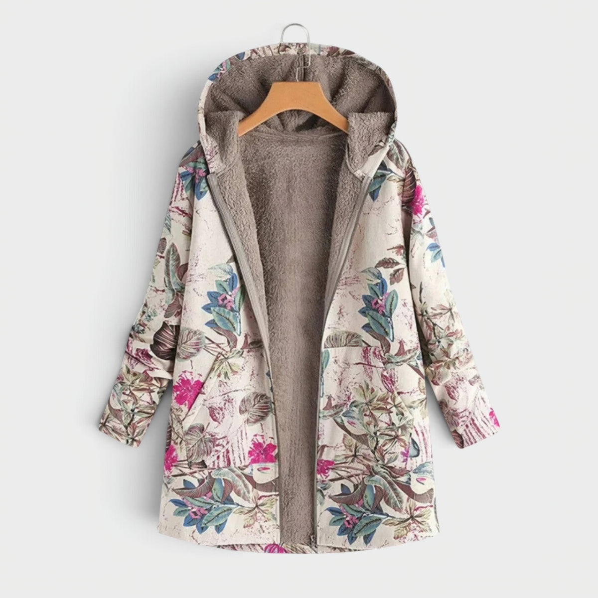 Flore | Veste en fausse fourrure à motif floral