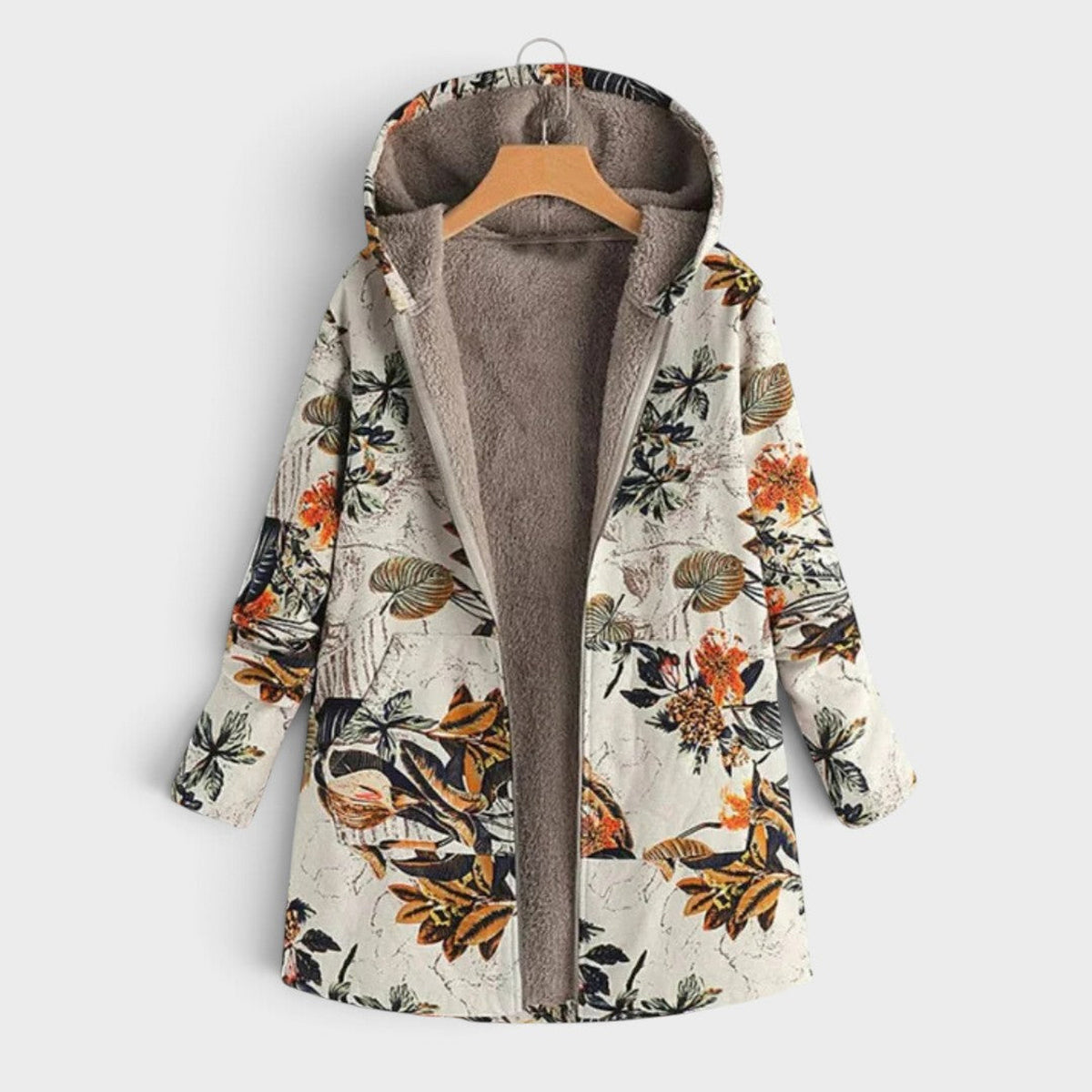 Flore | Veste en fausse fourrure à motif floral