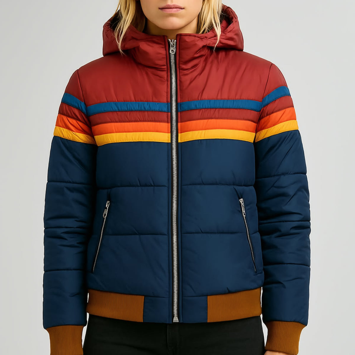 Elvire | Veste matelassée à bandes colorées