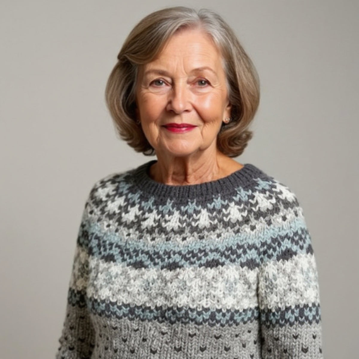 Pull gris à motifs nordiques sur l’ensemble