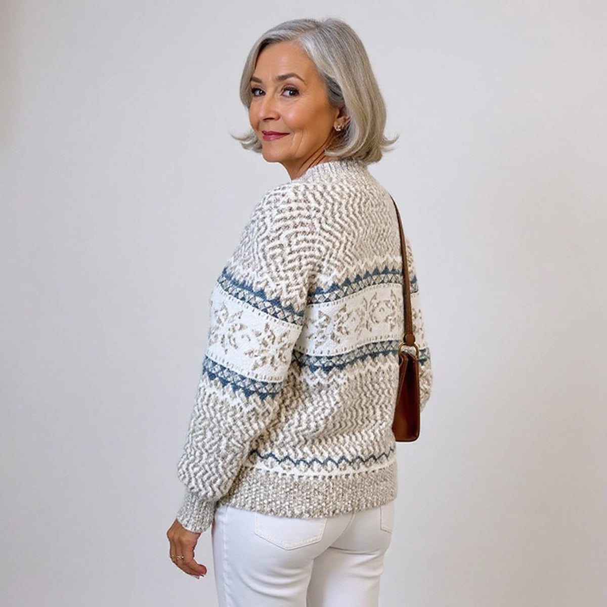Pull à motifs nordiques en bandes