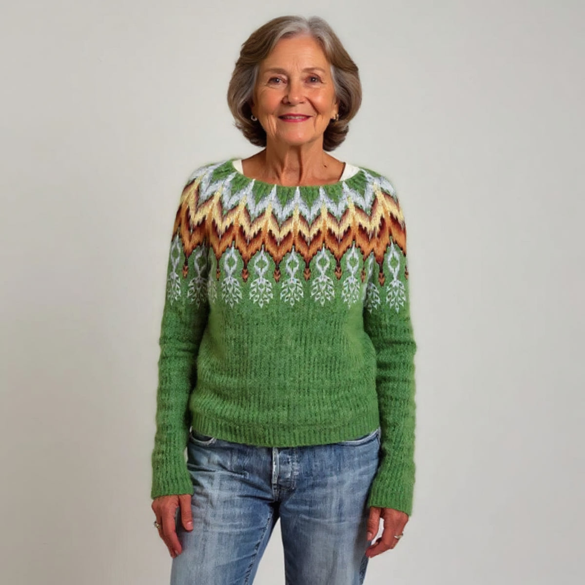 Pull vert à motifs losanges