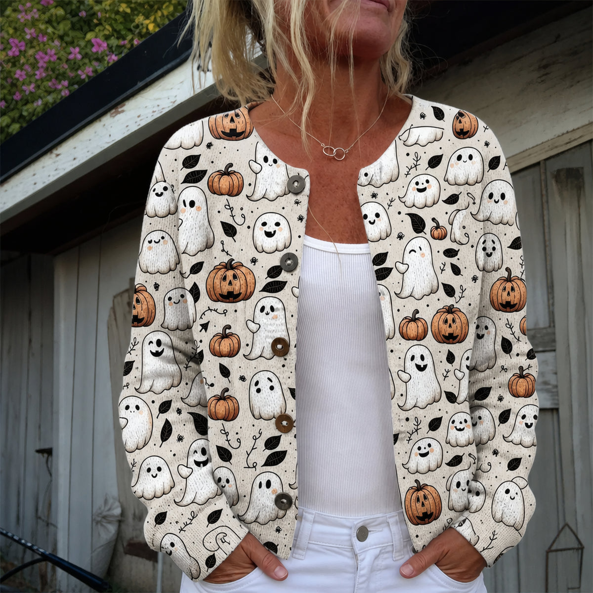 Léa | Gilet à motif fantôme
