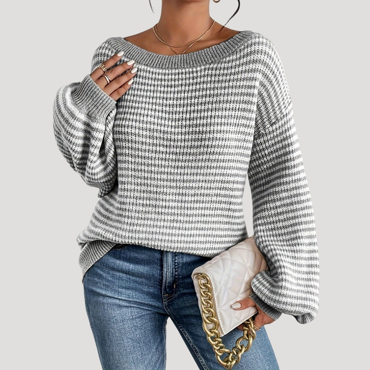 Pull ample à maille côtelée