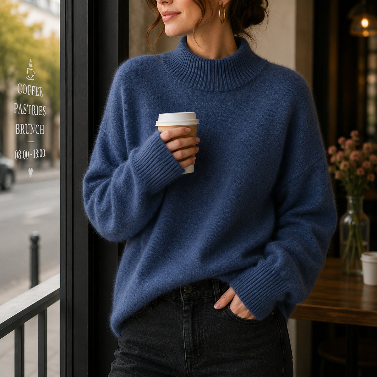 Pull en maille à col roulé