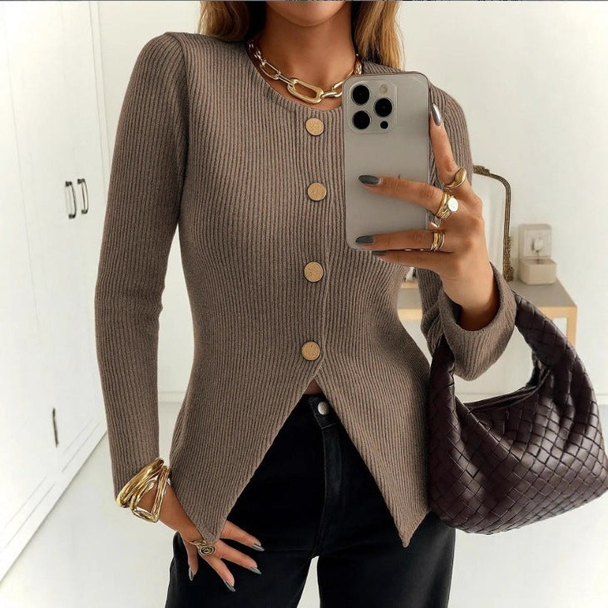 Cardigan boutonné à col V