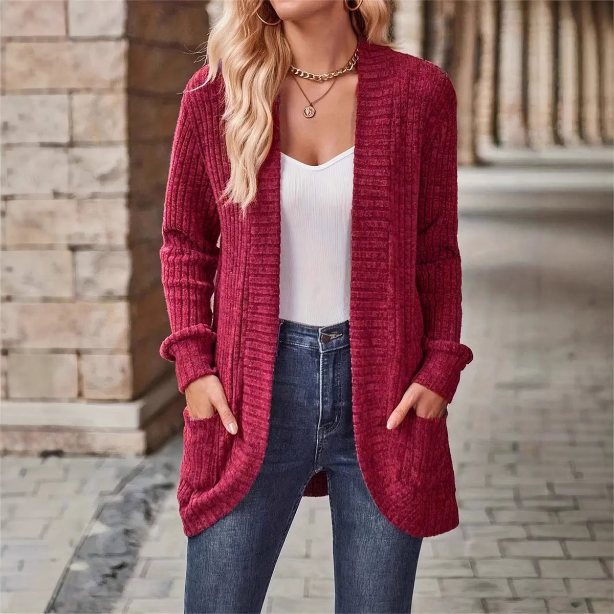 Cardigan en maille à poches
