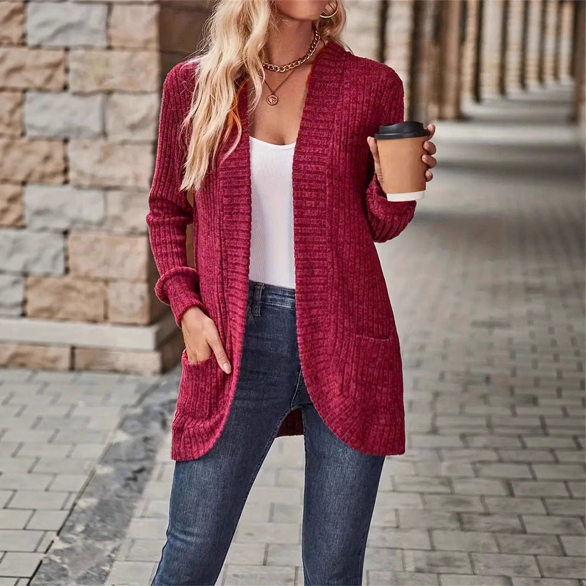 Cardigan en maille à poches