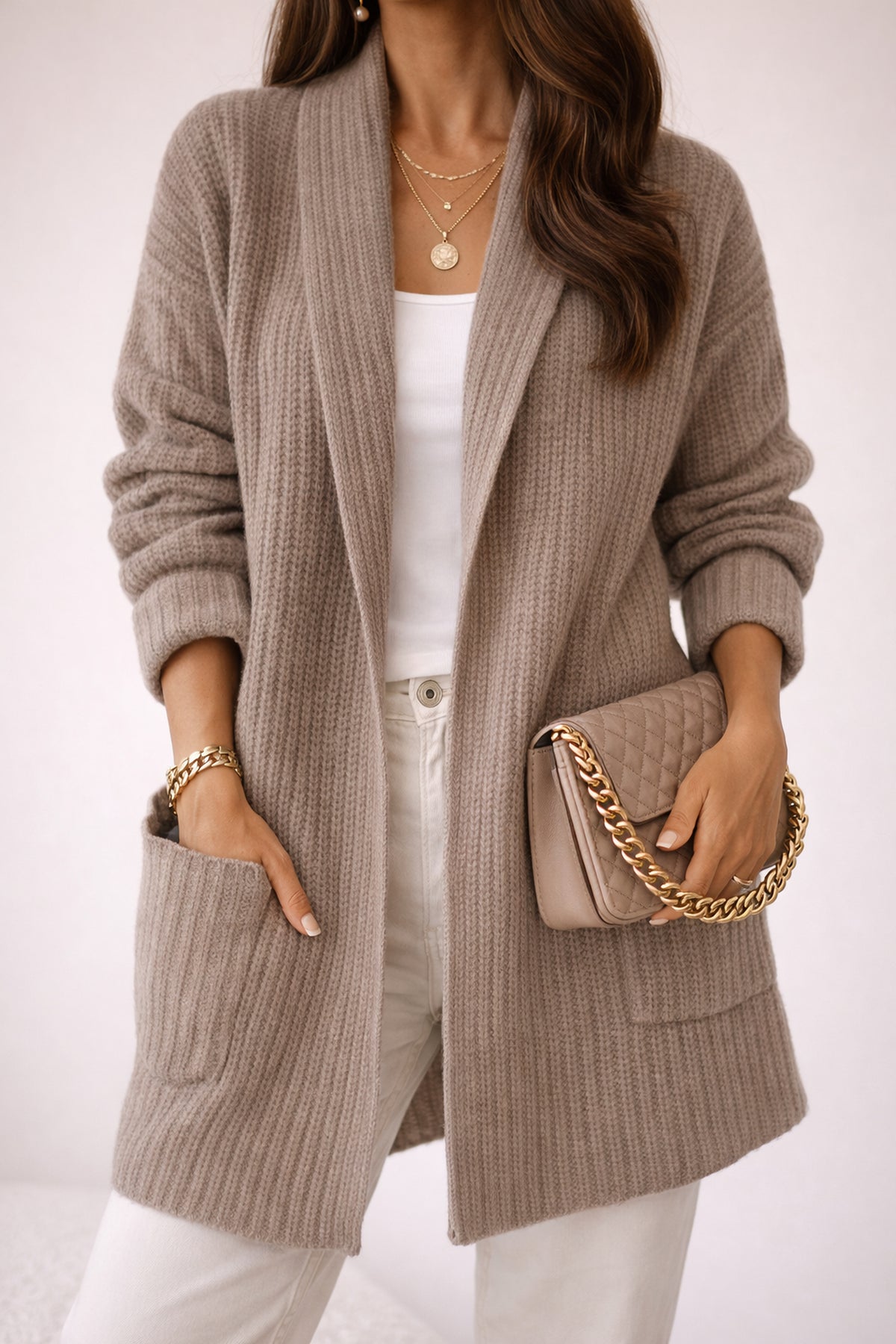 Cardigan ample en maille texturée