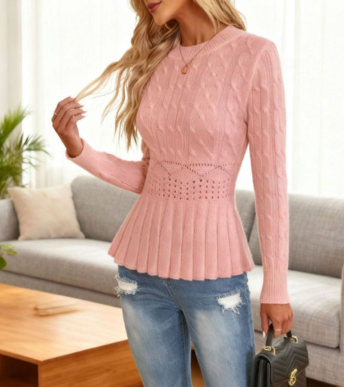 Pull côtelé à basque