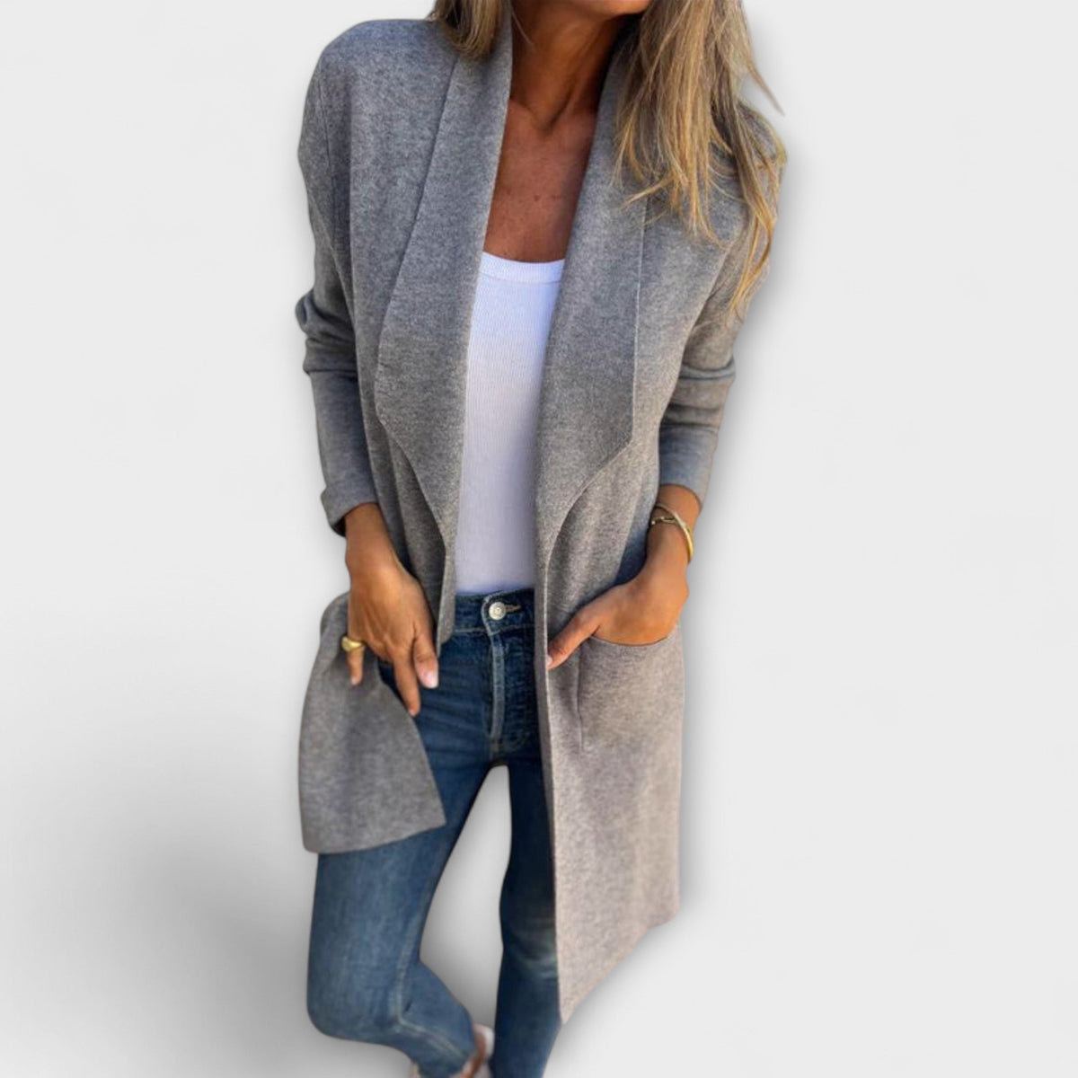 Eliane | Cardigan long gris
