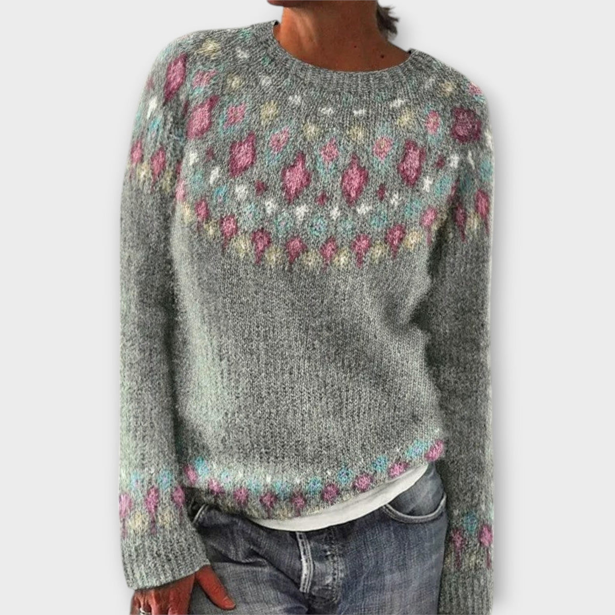 Devyn | Pull bleu pétrole à motif norvégien