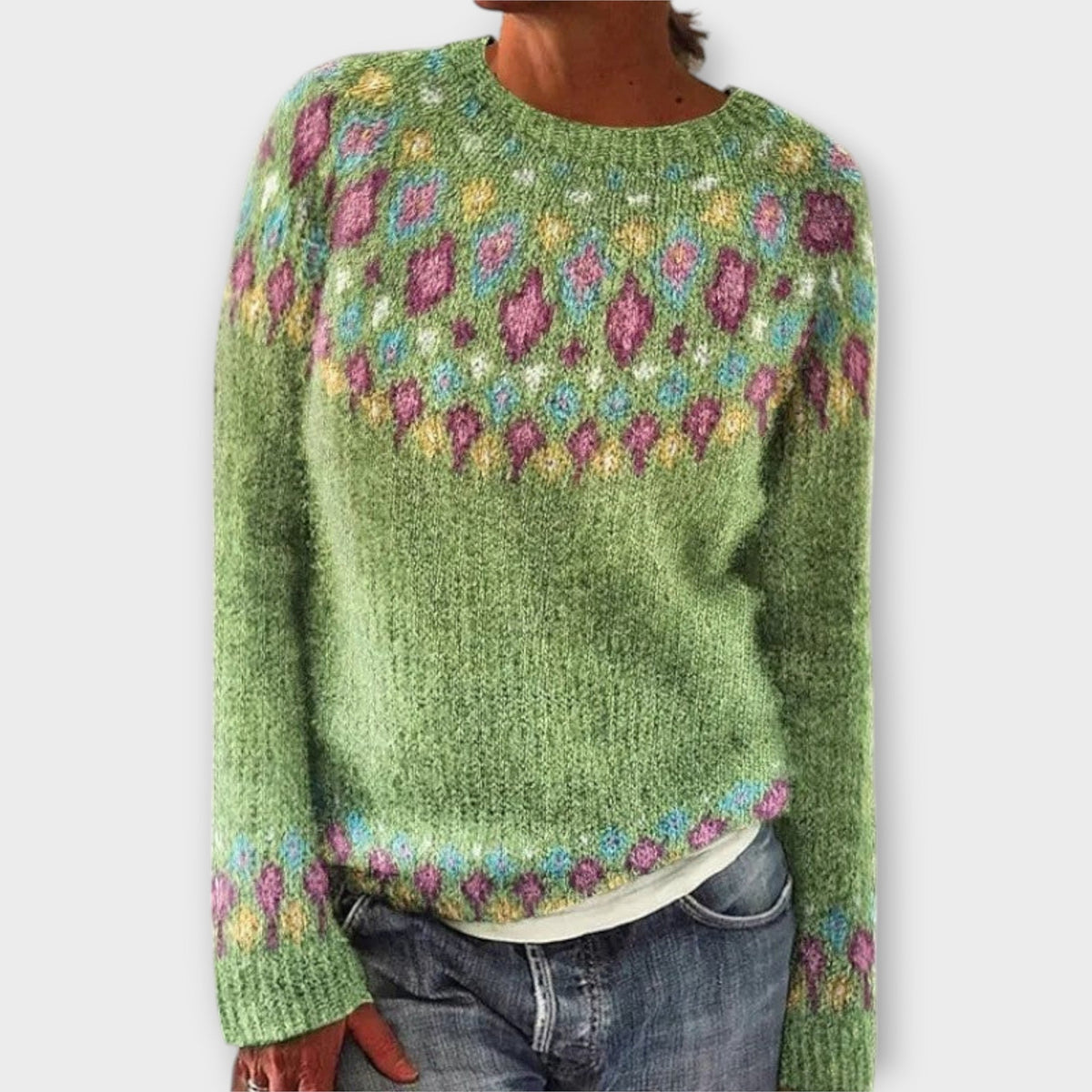 Devyn | Pull bleu pétrole à motif norvégien