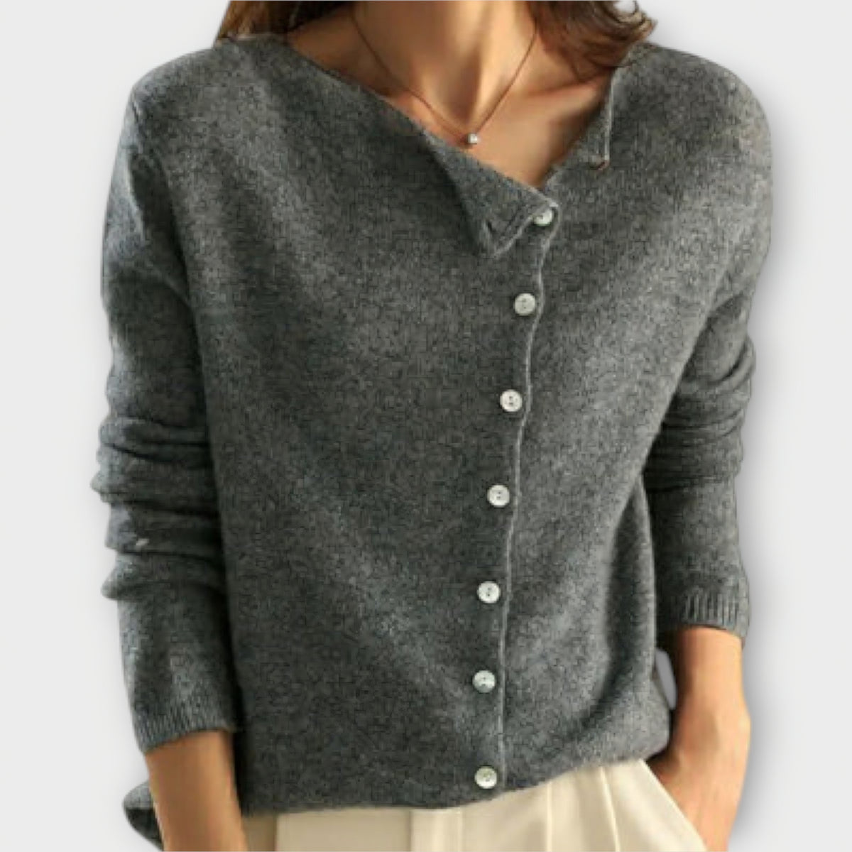 Paige | Cardigan gris boutonné