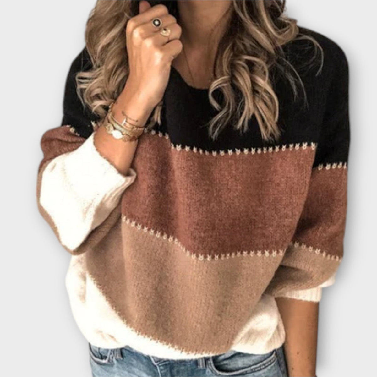 Elisa | Pull olive color block