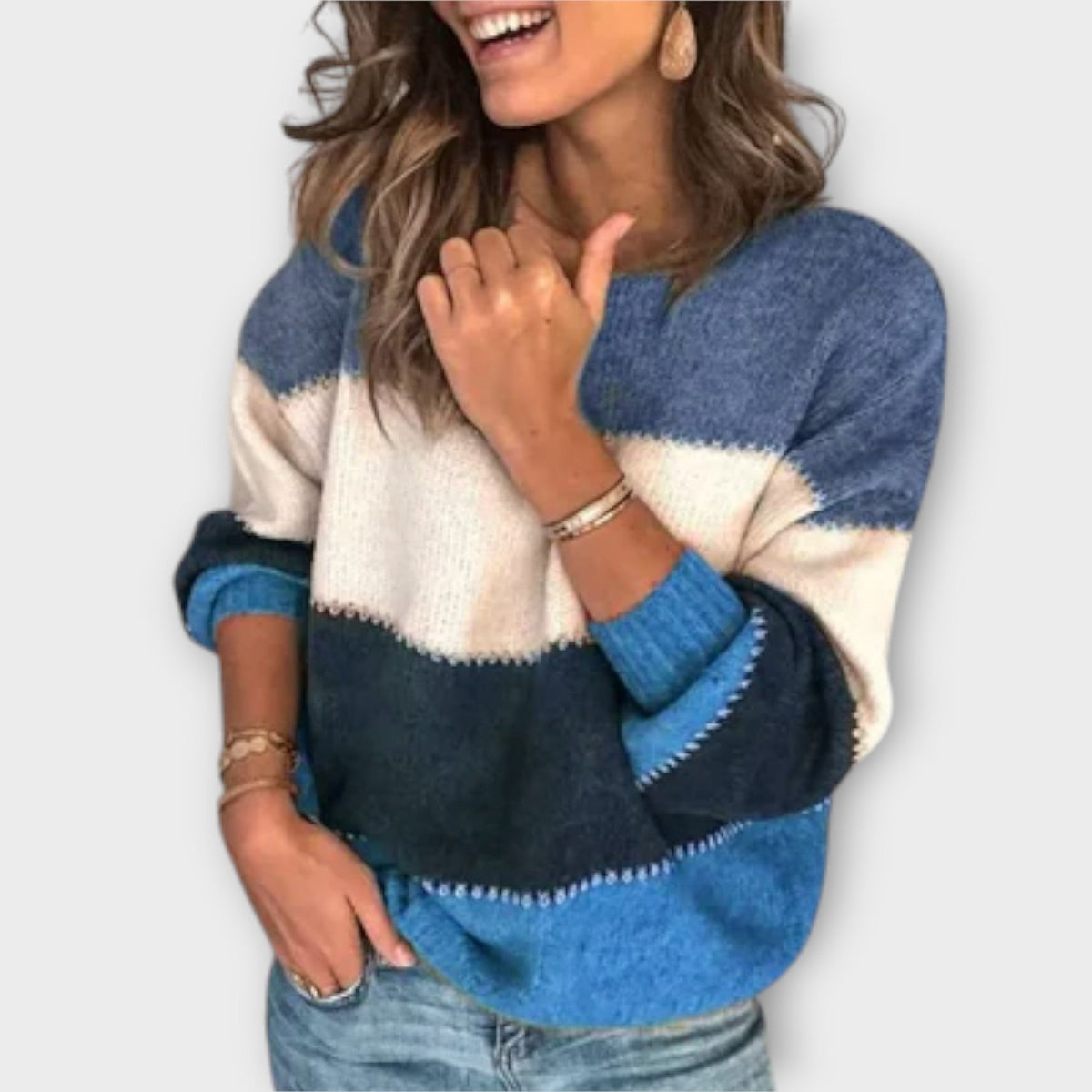 Elisa | Pull olive color block