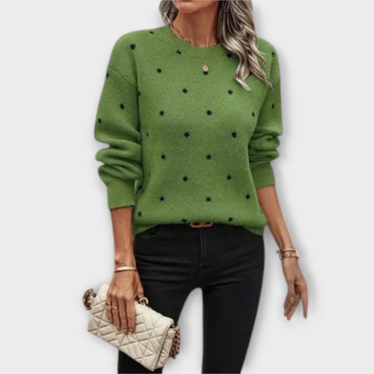 Ava | Pull beige à pois