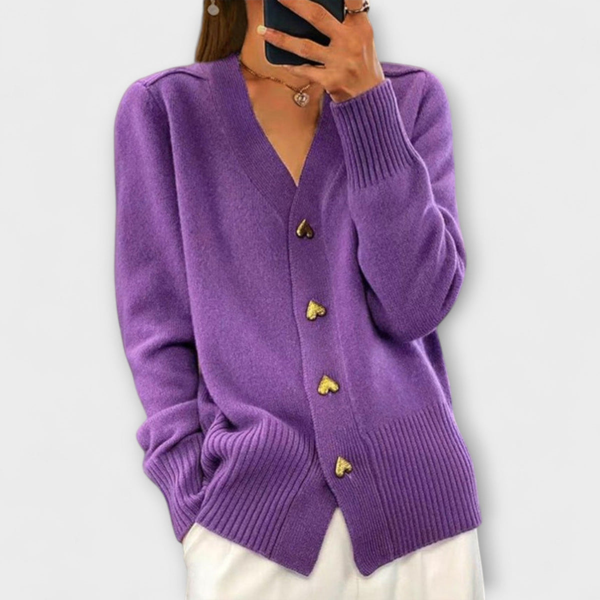 Marij | Cardigan bleu marine à col V