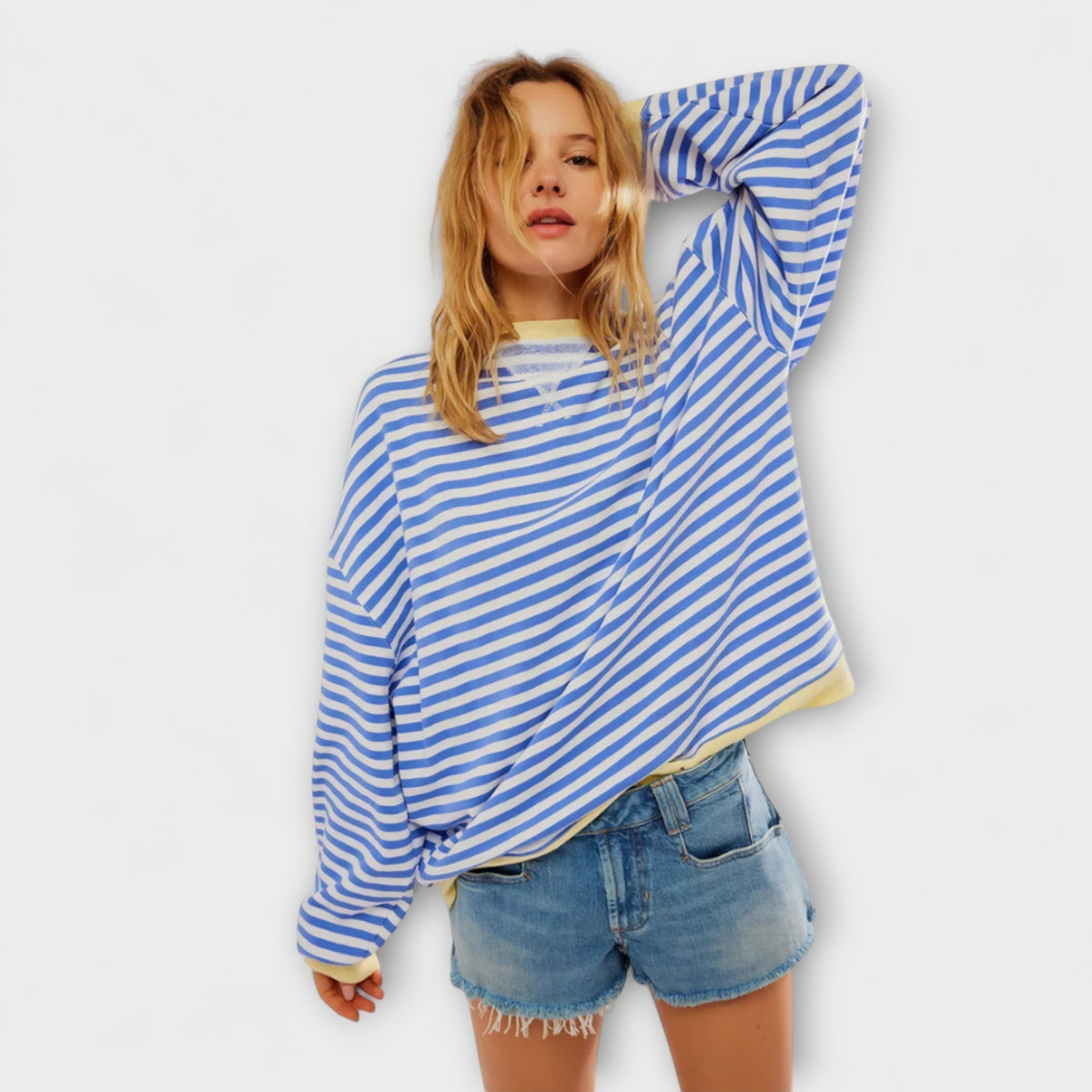 Marlene | Pull oversize rayé bleu et blanc