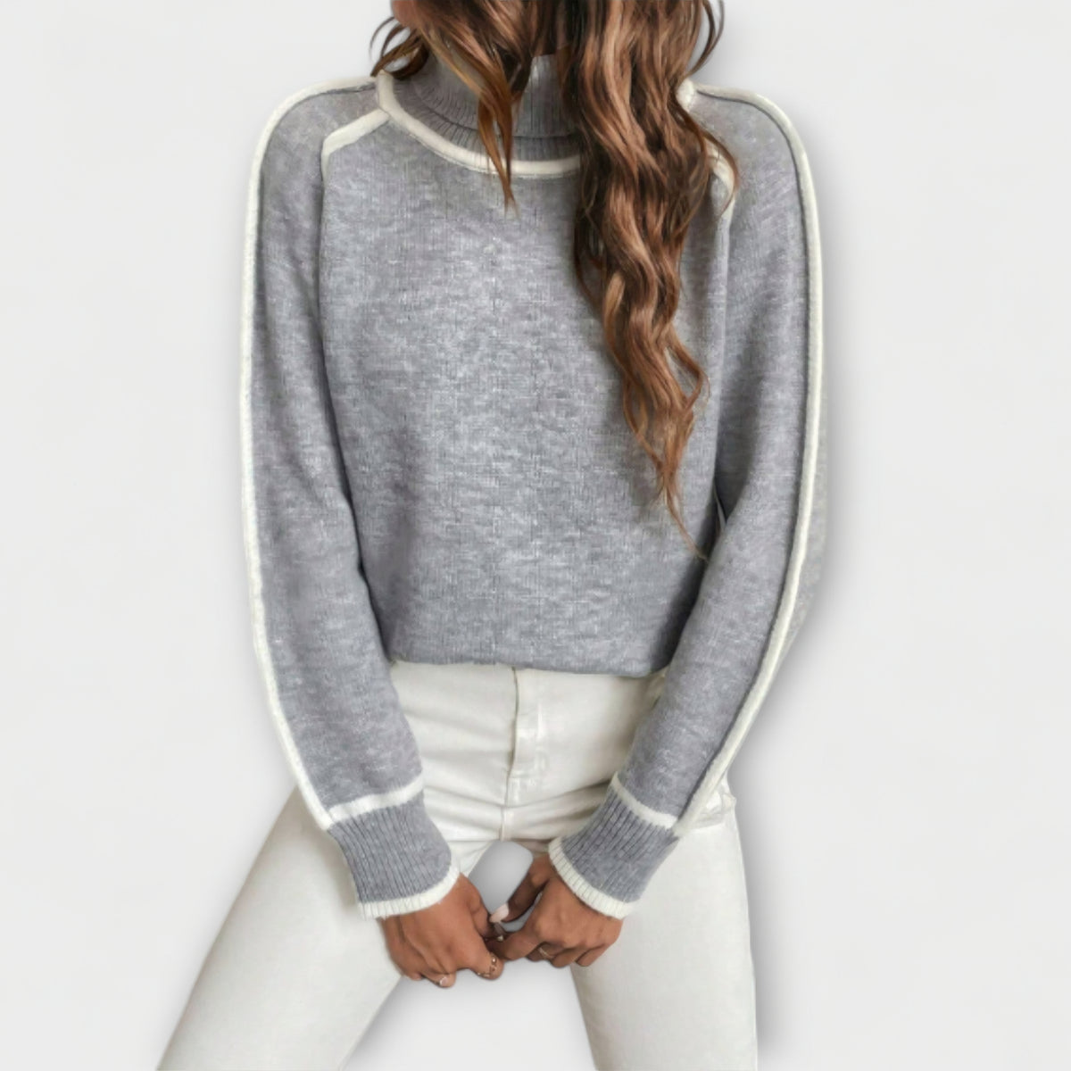 Aurora | Pull gris à col roulé