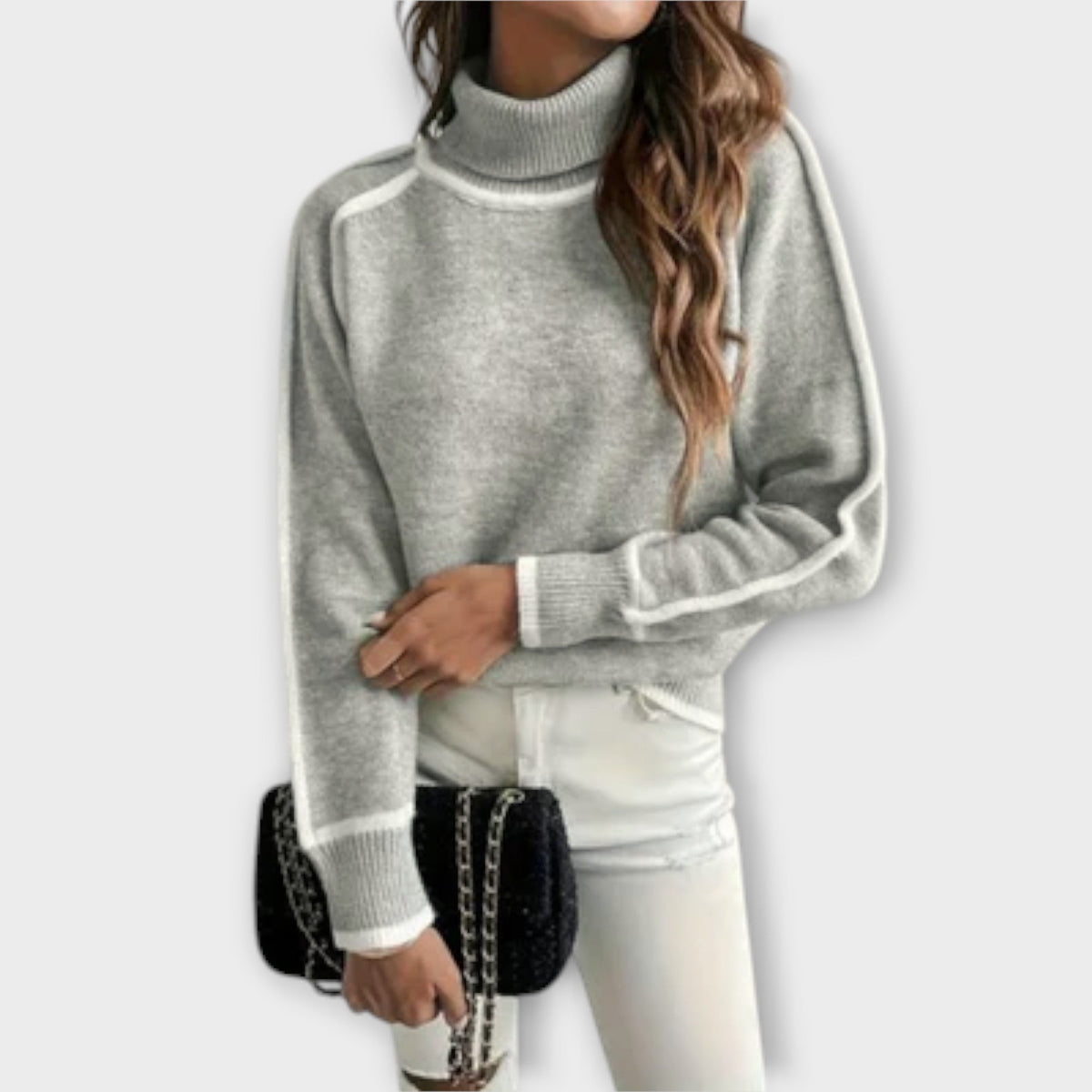 Aurora | Pull gris à col roulé