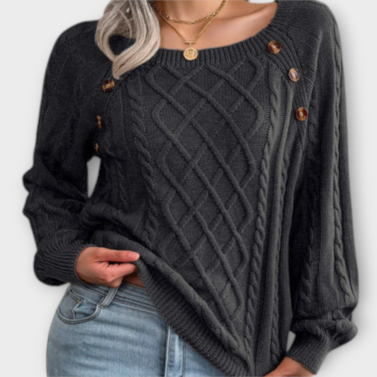 Malia | Pull à boutons et torsades