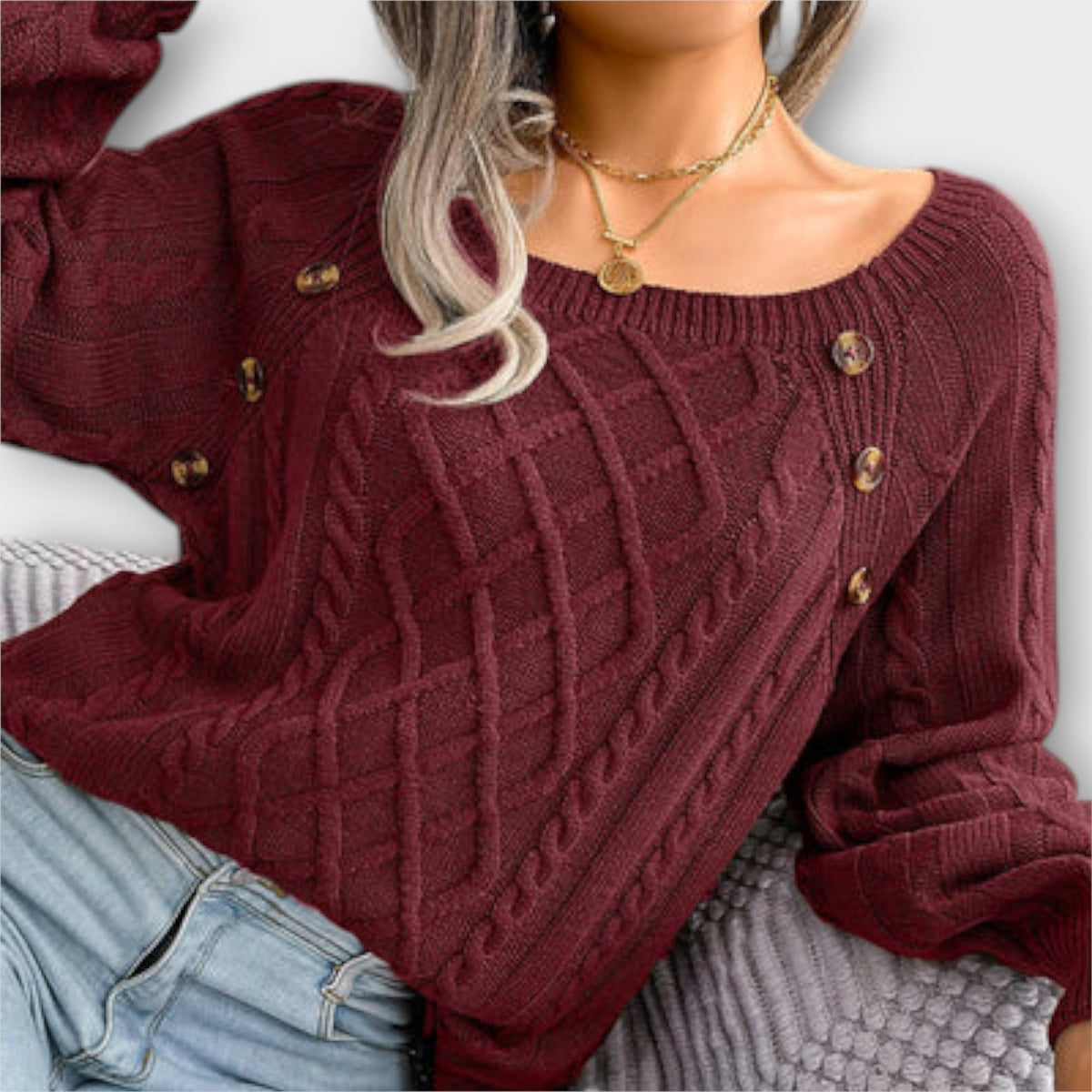 Malia | Pull à boutons et torsades