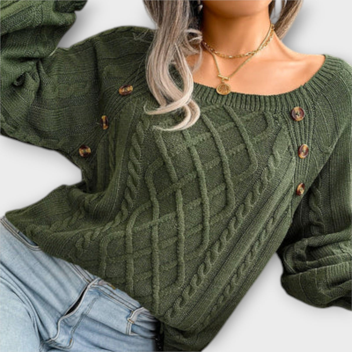 Malia | Pull à boutons et torsades