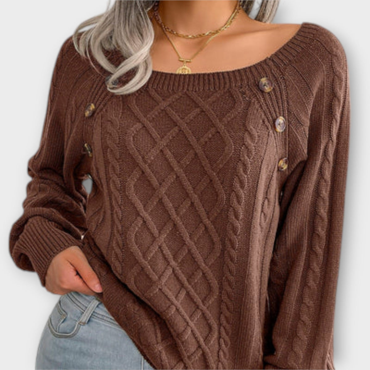 Malia | Pull à boutons et torsades