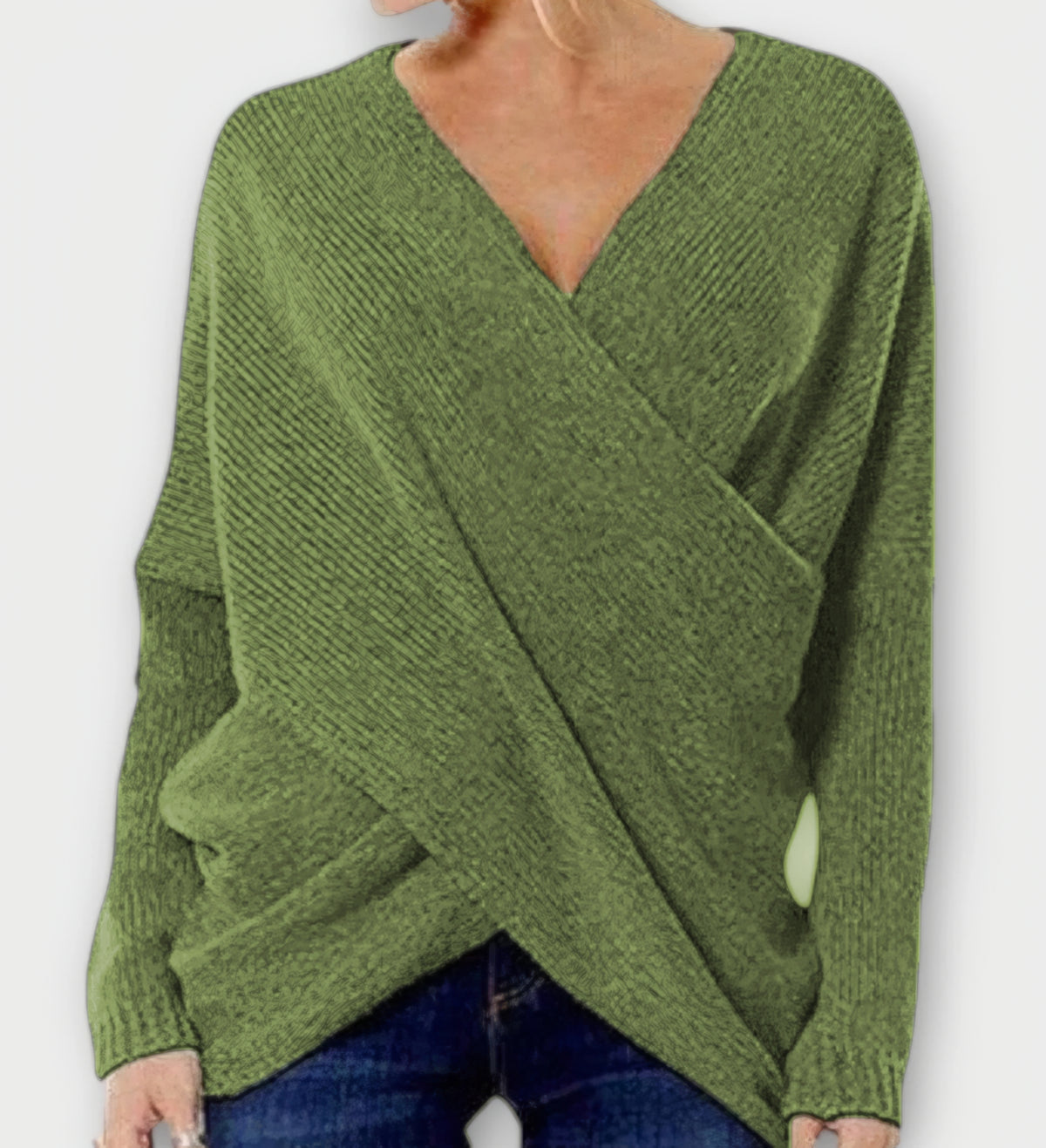 Heidi | Pull croisé vert à col V