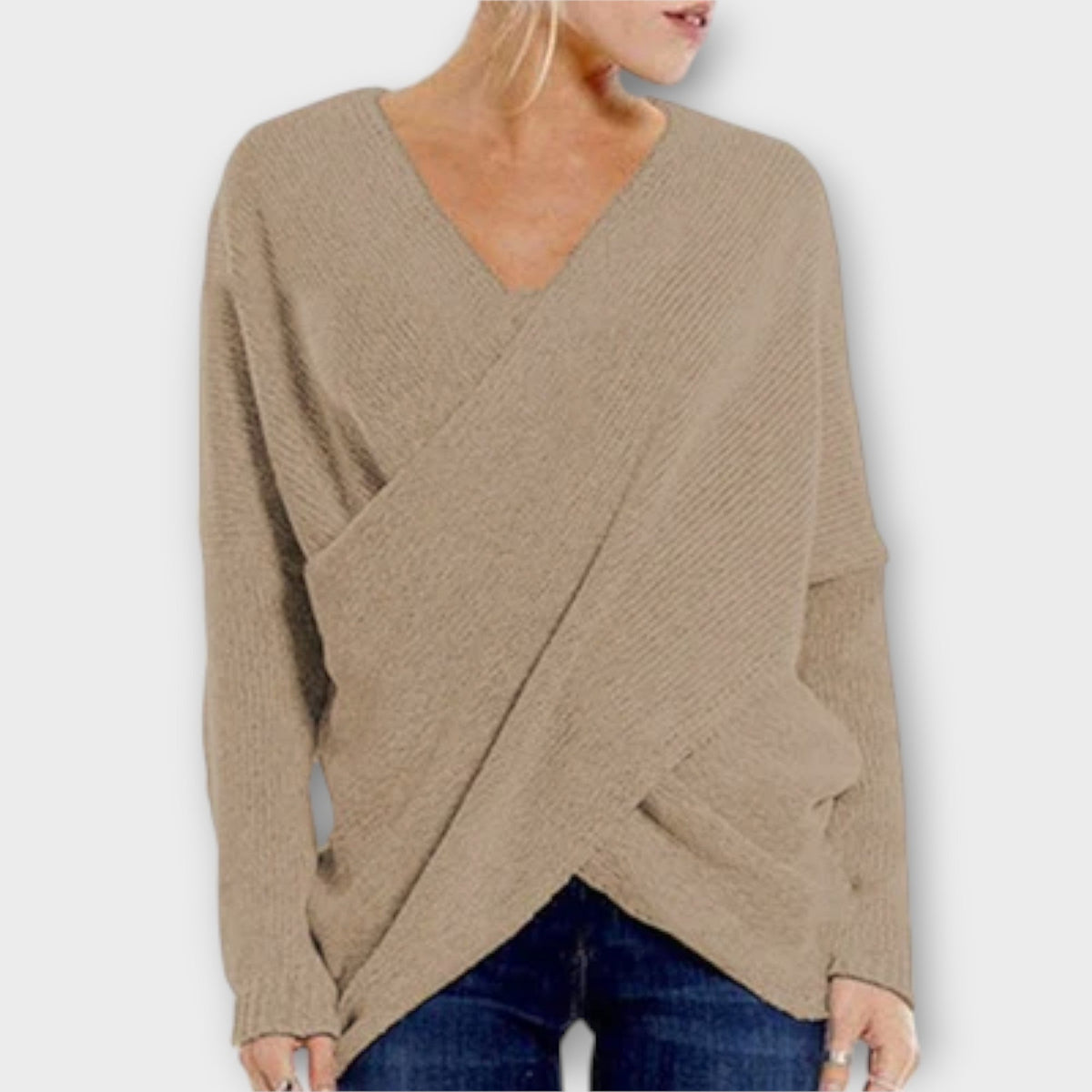 Heidi | Pull croisé vert à col V