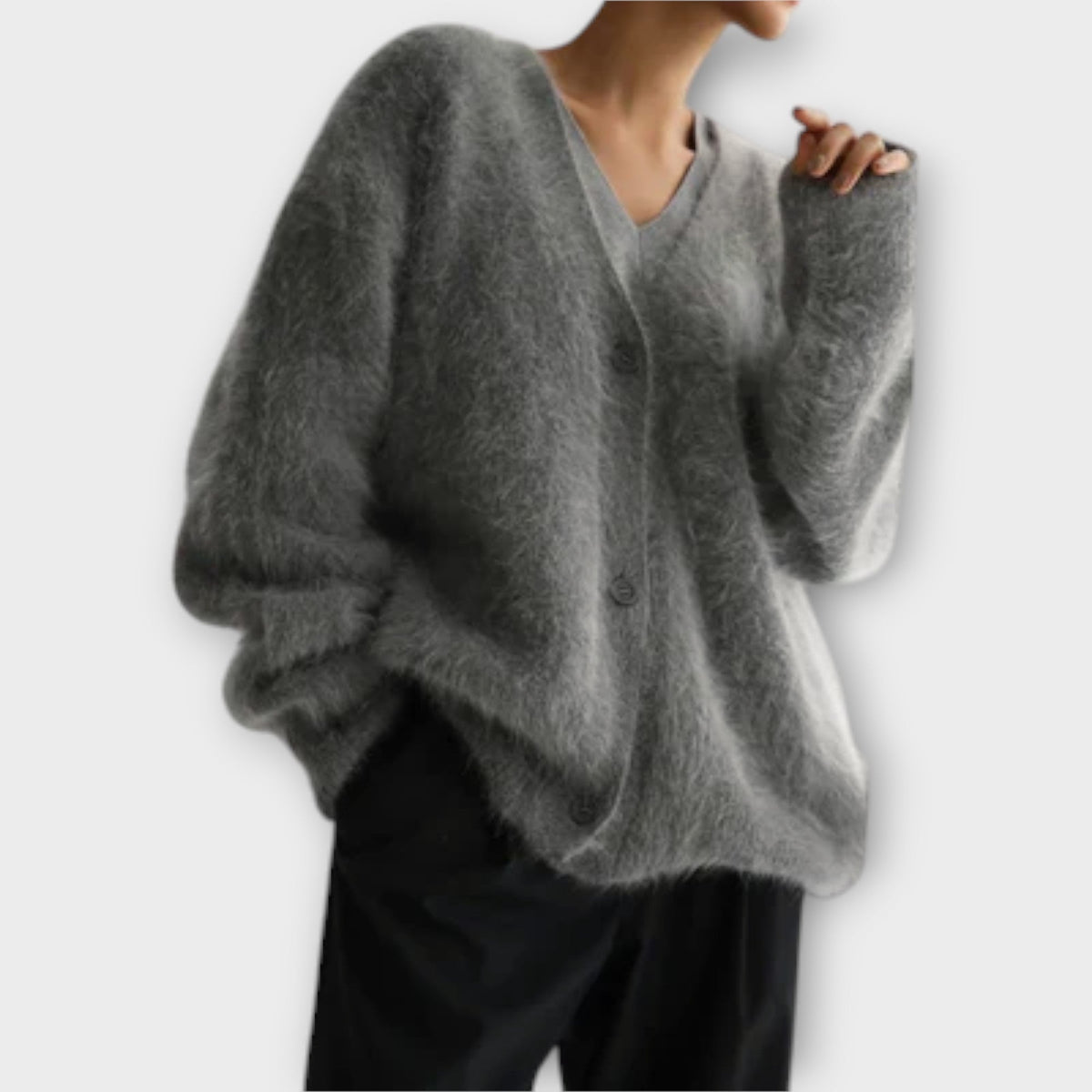 Dahlia | Cardigan beige effet peluche