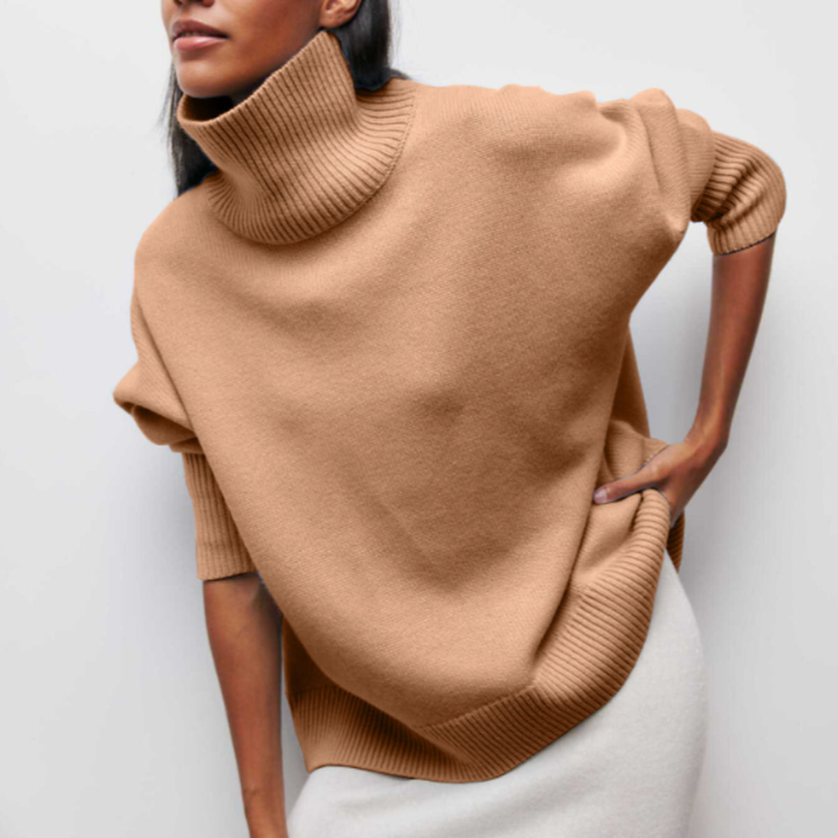 Katrielle | Pull bleu clair à col roulé