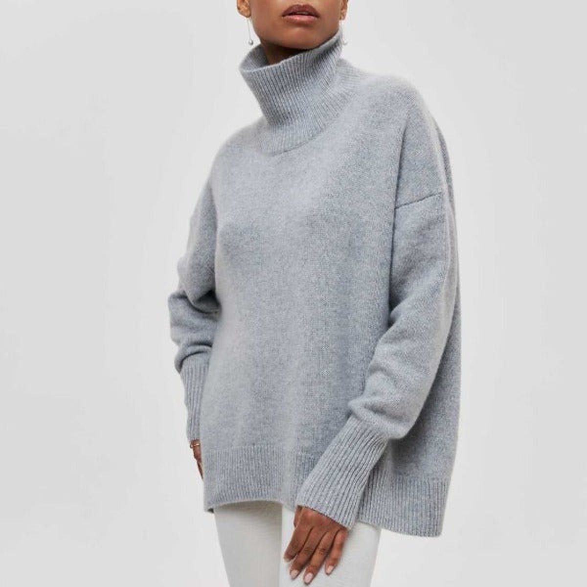 Katrielle | Pull bleu clair à col roulé