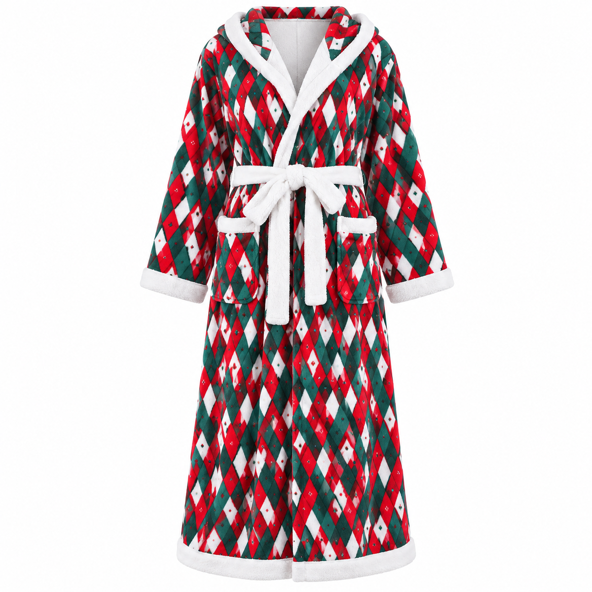 Peignoir de Noël à capuche et carreaux — Amielle Paris