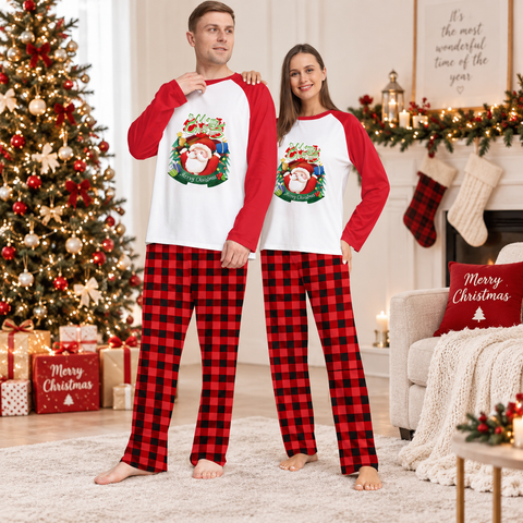 Pyjama de Noël à Père Noël et pantalon à carreaux