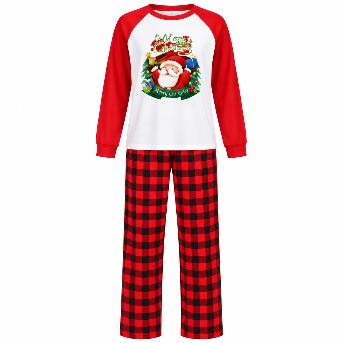 Pyjama de Noël à Père Noël et pantalon à carreaux — Amielle Paris