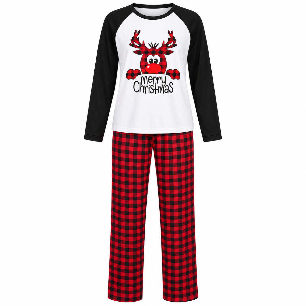 Pyjama de Noël à renne et pantalon à carreaux — Amielle Paris