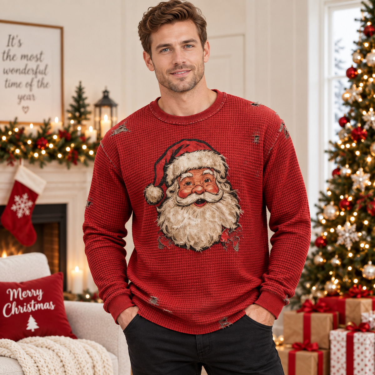 Pull de Noël homme à Père Noël rétro — Amielle Paris