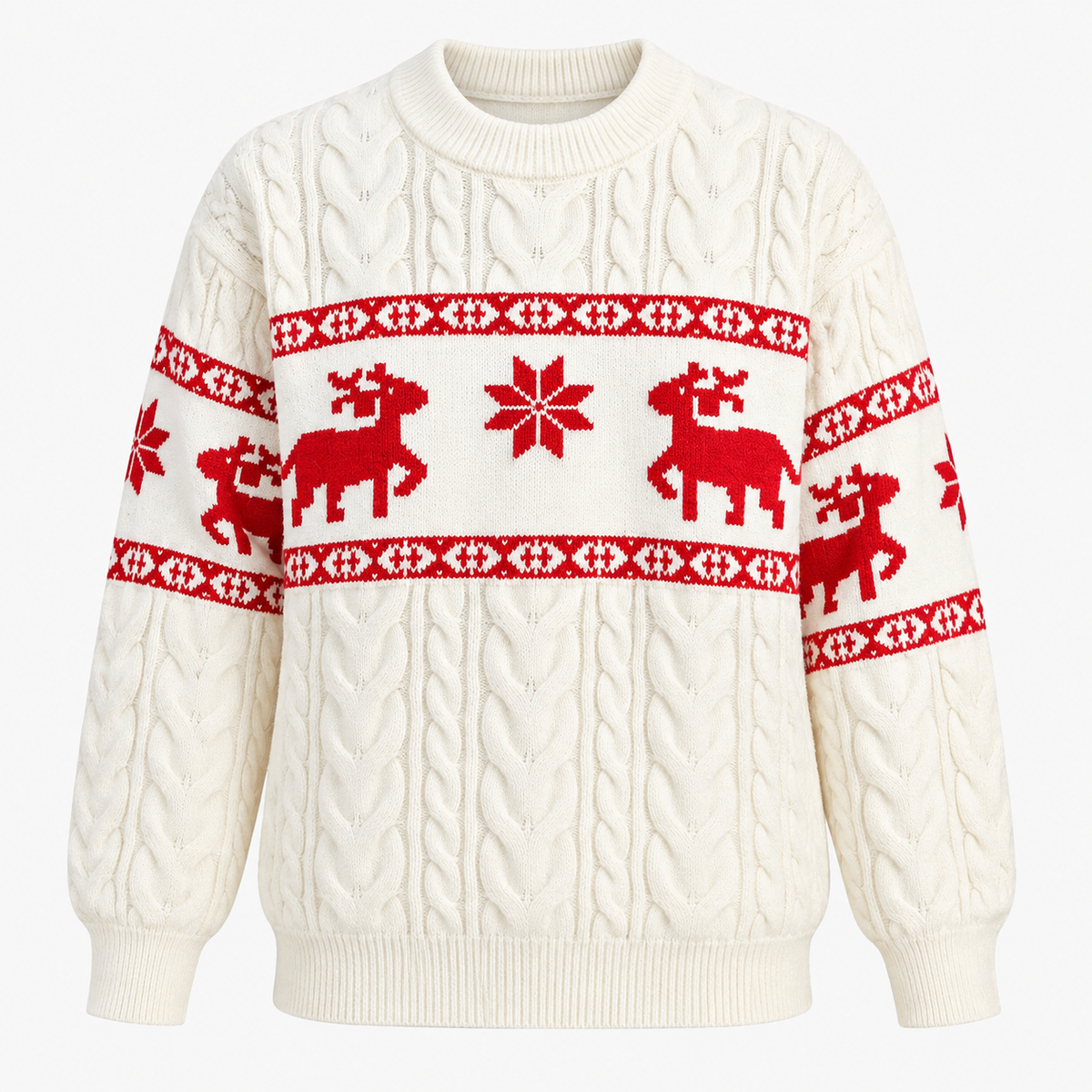 Pull de Noël homme à rennes et torsades — Amielle Paris