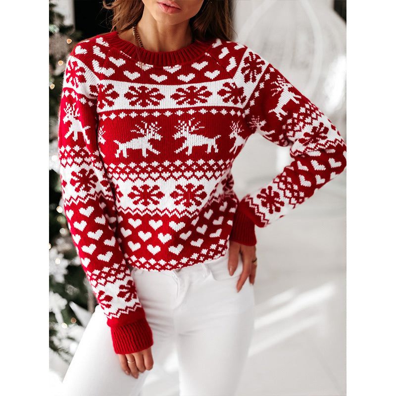 Pull de Noël en maille à rennes et flocons — Amielle Paris