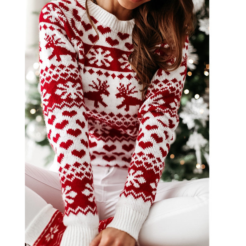 Pull de Noël en maille à rennes et flocons — Amielle Paris