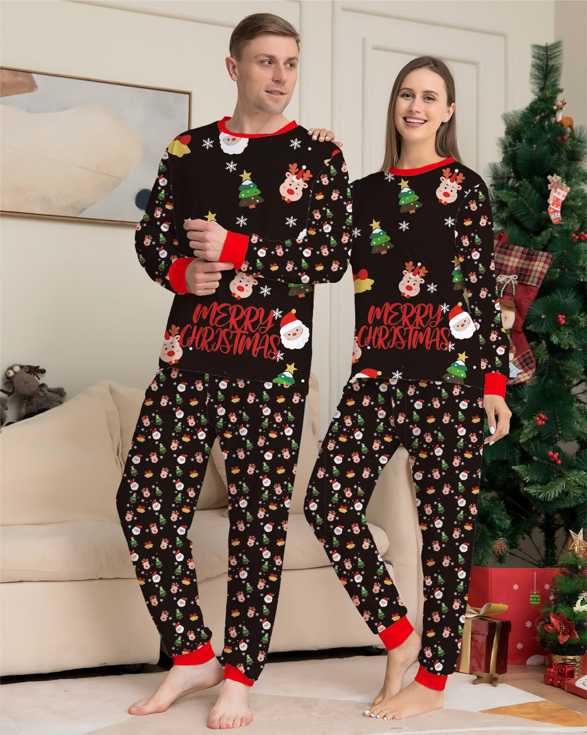 Pyjama de Noël à Père Noël et rennes — Amielle Paris
