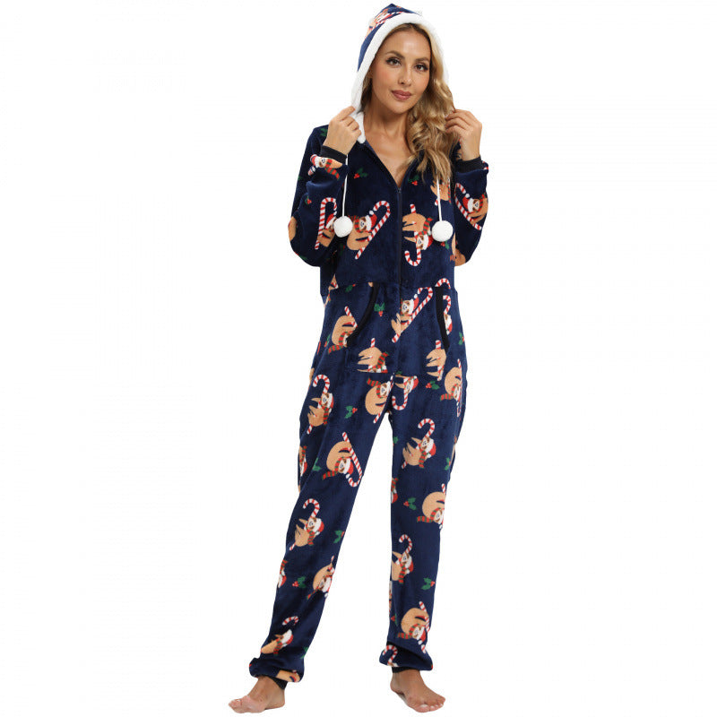 Combinaison pyjama à capuche et motifs fantaisie — Amielle Paris
