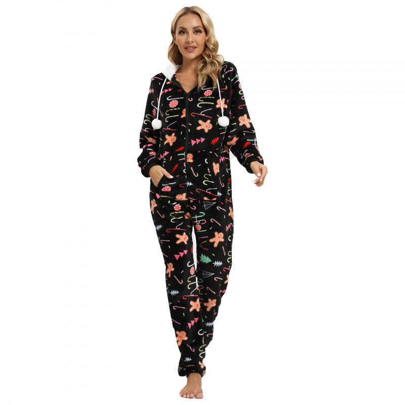Combinaison pyjama à capuche et motifs fantaisie — Amielle Paris
